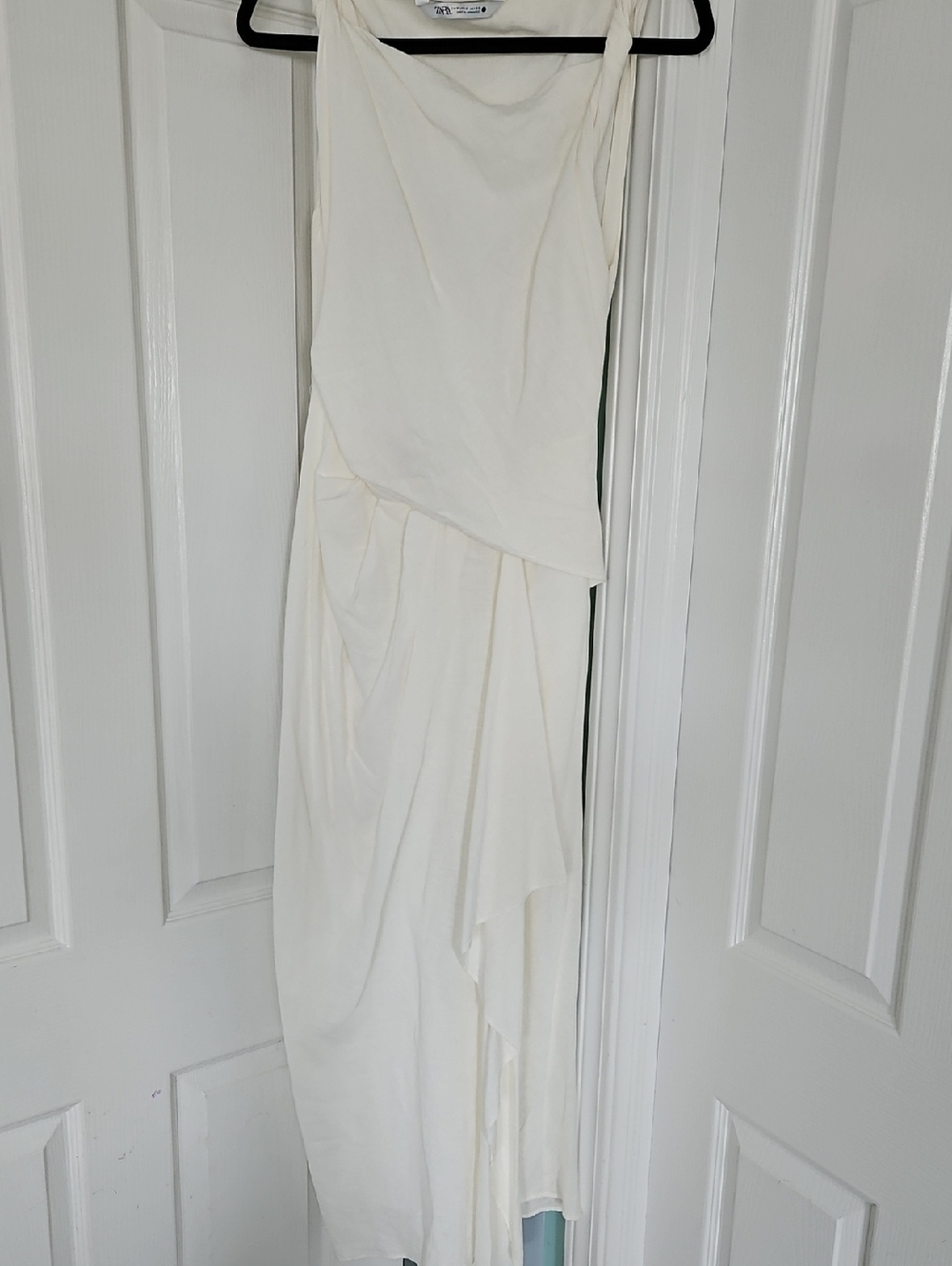 Zara Ivory Draped Maxi Dress